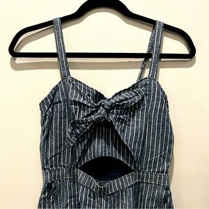 Abercrombie & Fitch striped jumpsuit blue and white MEDIUM cutouts